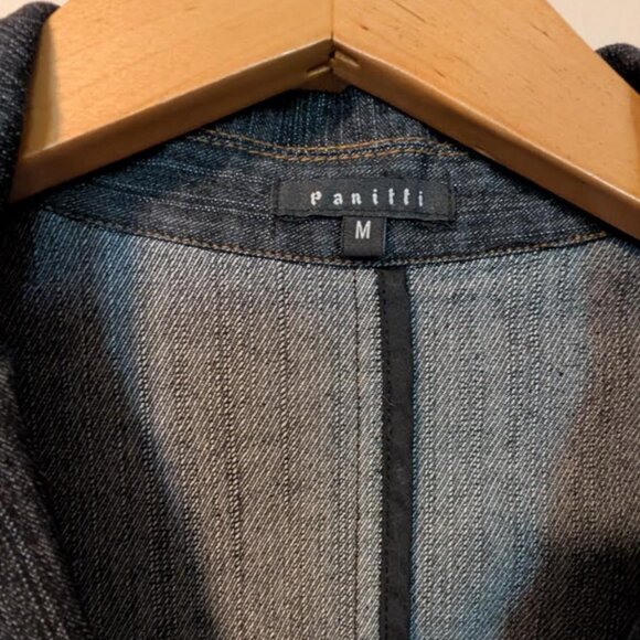 2/$35+$9.99ShipPanitti Fitted Stretch Sequin Deep Denim Blue Embroidered Jacket - Picture 12 of 12